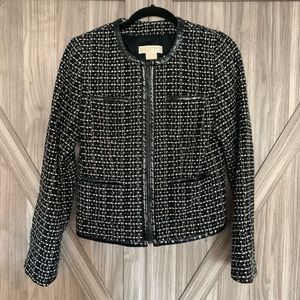 MICHAEL Michael Kors Wool Black White Tweed Blazer Jacket - Size: 4